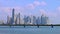 Panoramic view and skyline of Panama City downtown, financial center, hotels beaches and condos