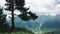 Panoramic view of the snow-capped peaks of the Caucasus mountains.