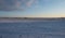 Panoramic view of snow covered frozen farm fields in SkÃ¥ne Sweden during winter