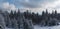 Panoramic view south of the Feldberg over the snowy Taunus, Hesse, Germany