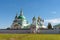 Panoramic view of the Spaso-Yakovlevsky Monastery on a summer sunny day in Rostov. Gold ring of Russia.