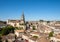 Panoramic view of St Emilion, France. St Emilion is one of the principal red wine areas of Bordeaux and very popular tourist desti