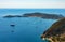 Panoramic view of St. Jean Cap Ferrat cape and Beaulieu sur Mer village seen from historic town of Eze in France