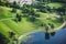 Panoramic view at Stadium of the Olympiapark in Munich, Germany