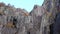 Panoramic view of steep walls of slate quarry