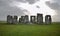 Panoramic view of Stonehenge landscape, prehistoric stone monument