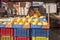 Panoramic view of the street stalls in the most important market in Palermo, Sicily, the BallarÃ³ market