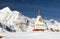 Panoramic view of stupa and Annapurna range