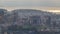 Panoramic view during sunrise over Lisbon and Almada from a viewpoint in Monsanto morning timelapse.