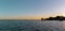 Panoramic view of the sunset in the Bacalar Lagoon, Mexico