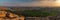 Panoramic view at sunset from the monkey temple hill over hampi india