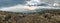 Panoramic view of sunset over Mount Meru in Tanzania taken from the Shira Cave camp on the Machame route of Kilimanjaro