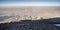 Panoramic view at sunset from the slope of Mount Ararat to the hills and rocks below