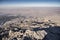 Panoramic view at sunset from the slope of Mount Ararat to the hills and rocks below