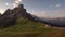 Panoramic view of sunset in summer on Passo Giau, Dolomites, Italy