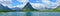 Panoramic view of the swiftcurrent lake in Glacier National Park