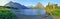 Panoramic view of the swiftcurrent lake in Glacier National Park