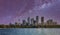 Panoramic view of Sydney Harbour and Downtown skyline on a starry night, New South Wales - Australia