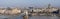 Panoramic view of of Szenchenyi Chain bridge over Danube river in Budapest winter