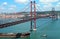 Panoramic view Tajo river and 25th of april bridge, Lisbon - Portugal