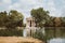 Panoramic view of Temple of Asclepius (Tempio di Esculapio) and lake