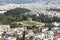 Panoramic view of the Temple of Olympian Zeus, Athens, Greece. Overview of Athens with The Temple of Olympian Zeus in the centre