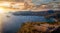 Panoramic view of the Temple of Poseidon at Cape Sounion at the edge of Attica, Greece