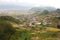 Panoramic view of Tenerife Island with San Cristobal de la Laguna city and Teide volcano on the background from Mirador de Jardina