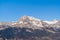 The panoramic view of Tete du Colonney, Aiguille Rouge and Varan in Europe, France, Rhone Alpes, Savoie, Alps, in winter on a