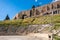 Panoramic view of Theatre of Dionysos Eleuthereus ancient Greek theater at slope of Acropolis hill in Athens, Greece