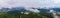 panoramic view from the throne , low clouds, industrial landscape , view of rivers, forests, lakes. The view from drone