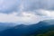 Panoramic view on thunderstorm clouds from Hoverla, Carpathian mountains, Ukraine.
