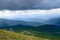 Panoramic view on thunderstorm clouds from Hoverla, Carpathian mountains, Ukraine