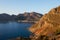 Panoramic view of Tilos island.Tilos island with mountain background, Tilos, Greece. Tilos is small island located in Aegean Sea,