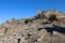 Panoramic view to the archaeological site Pergamon in Turkey with ancient theatre and acropolis