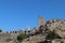 Panoramic view to the archaeological site Pergamon in Turkey with ancient theatre and acropolis