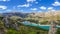 Panoramic view to beautiful landscape in mountain village Guadalest, Spain