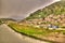 Panoramic view to Berat old town and Kisha e Shen Mehillit aka St. Michael church, Berat, Albania