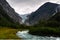 Panoramic view to Briksdal Glacier in Norway