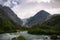 Panoramic view to Briksdal Glacier in Norway