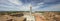 Panoramic view to cathedral and belfry in Siena