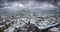 Panoramic view to the cityscape of Athens, Greece,  with snow and ice on a cold winter day