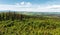 Panoramic view to Czech spring valley landscape from hill Velky Kamen in natural area Slepici hory