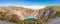 Panoramic view to the Edge of Crater Irazu Volcano at Irazu Volcano National Park in Costa Rica