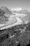 Panoramic view to the longest glacier in the Swiss Alps - the Aletschglacier - which is melting dramatically due to global clima