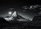 Panoramic view to the majestic matterhorn mountain, creative digital illustration painting