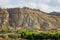 Panoramic view to the mountains in motion