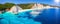 Panoramic view to the paradise like Fteri Beach on the Greek island of Kefalonia, Ionian Sea Greece