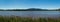 Panoramic view to pond Olsina, famous educational path in Sumava forest. Czech summer landscape