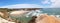 Panoramic view to Praia de Odeceixe, Surfer beach on the West coast of Algarve, District Aljezur Portugal